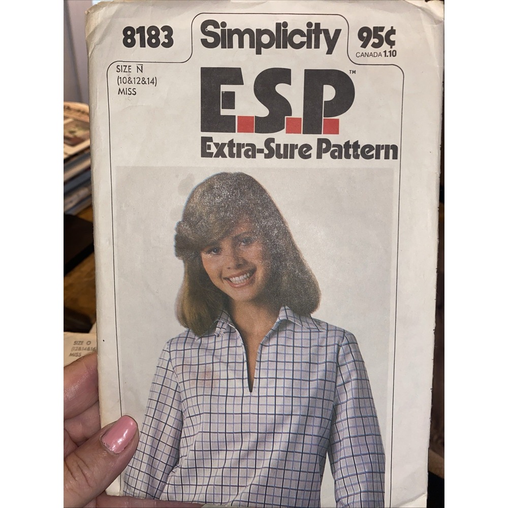 Vintage 1977 Simplicity 8183 Blouse Sewing Pattern Size 10-14 Retro Blouson Top